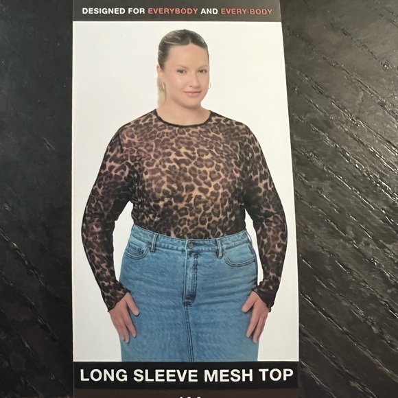5244 | 4X 🆕 Edited By Remi Bader Long Sleeve Mesh Leopard Print Blouse - Picture 1 of 10